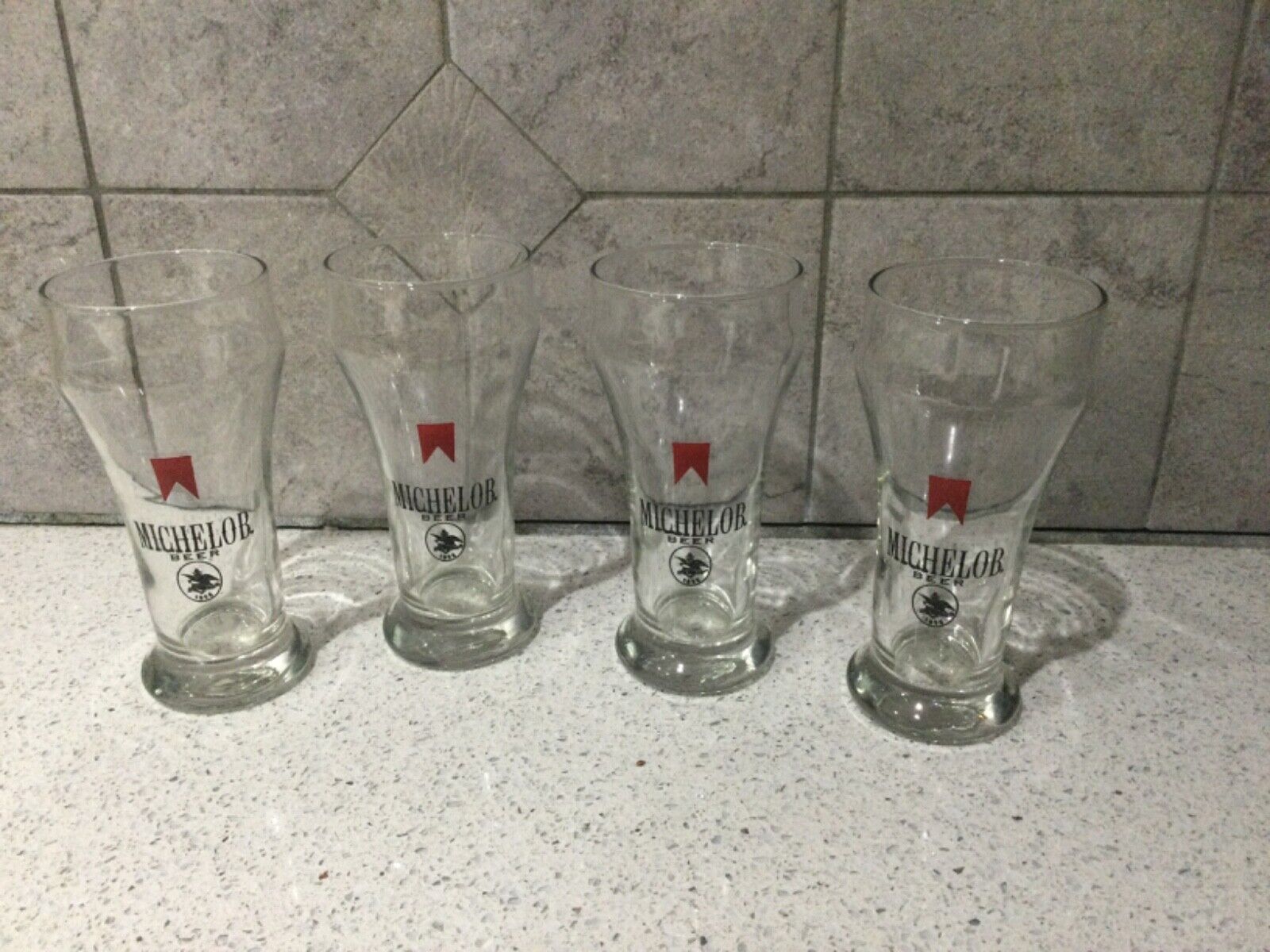 VINTAGE Michelob short Beer Glass SET OF FOUR Budweiser