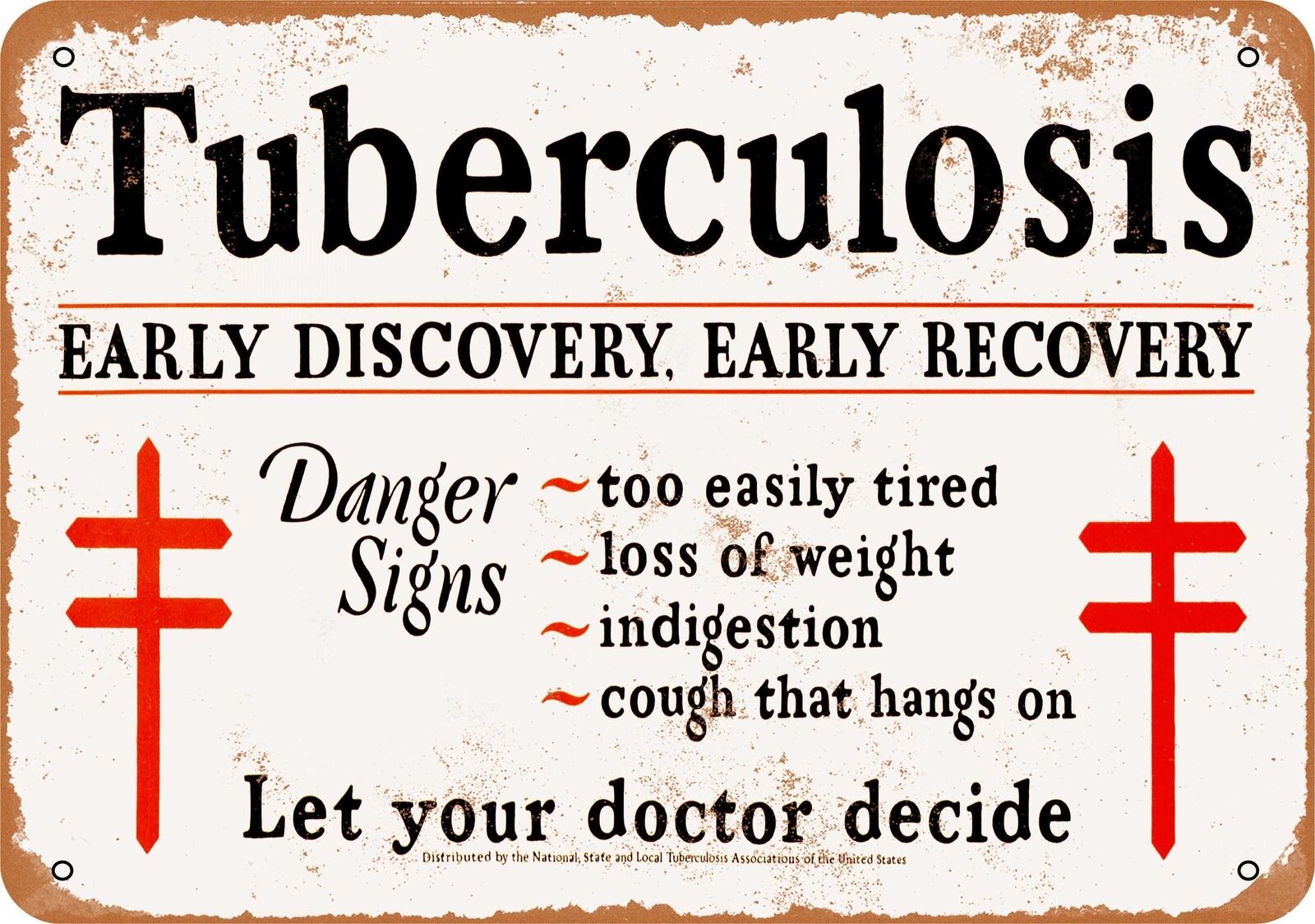 Metal Sign - 1929 Tuberculosis Warning -- Vintage Look