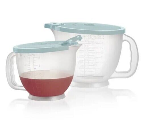 🔥NEW Tupperware 2 Mix N Store Classic Measuring Mixing Pitcher 4 & 8 Cup Set
