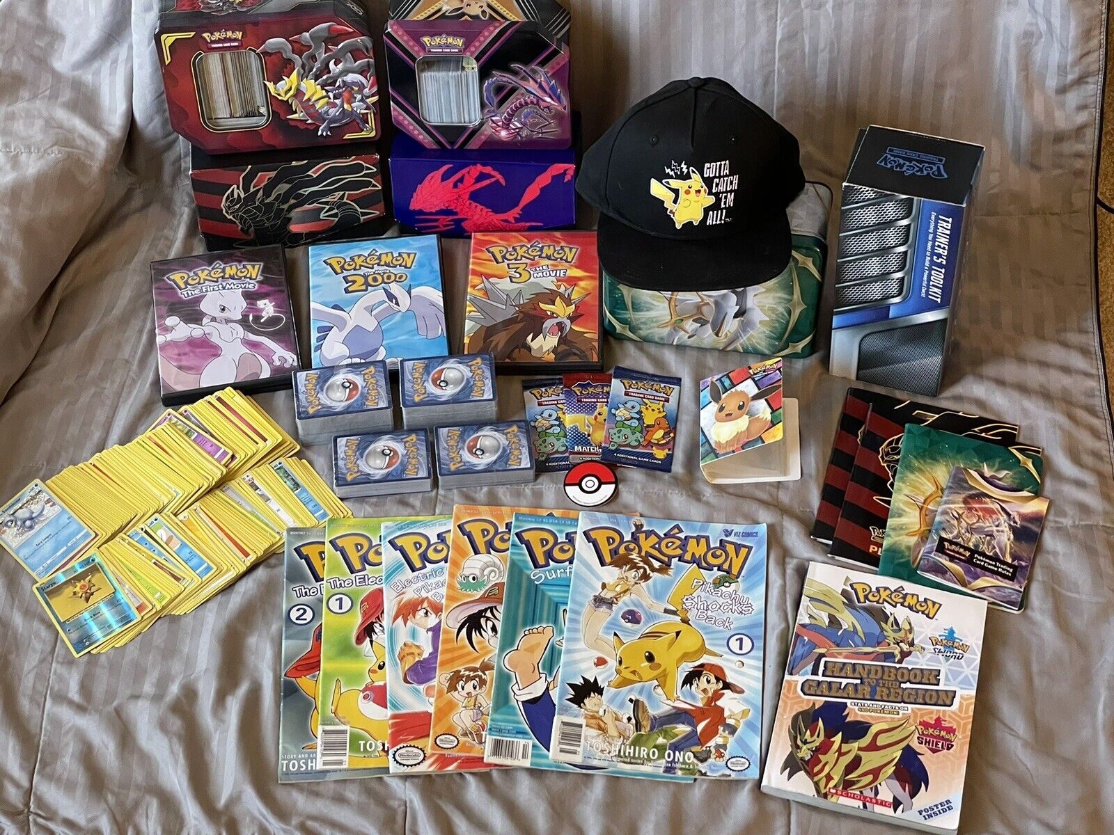 Pokémon MEGA Lot of trading cards, hat, lunchbox, comic books, DVD Movies, NR