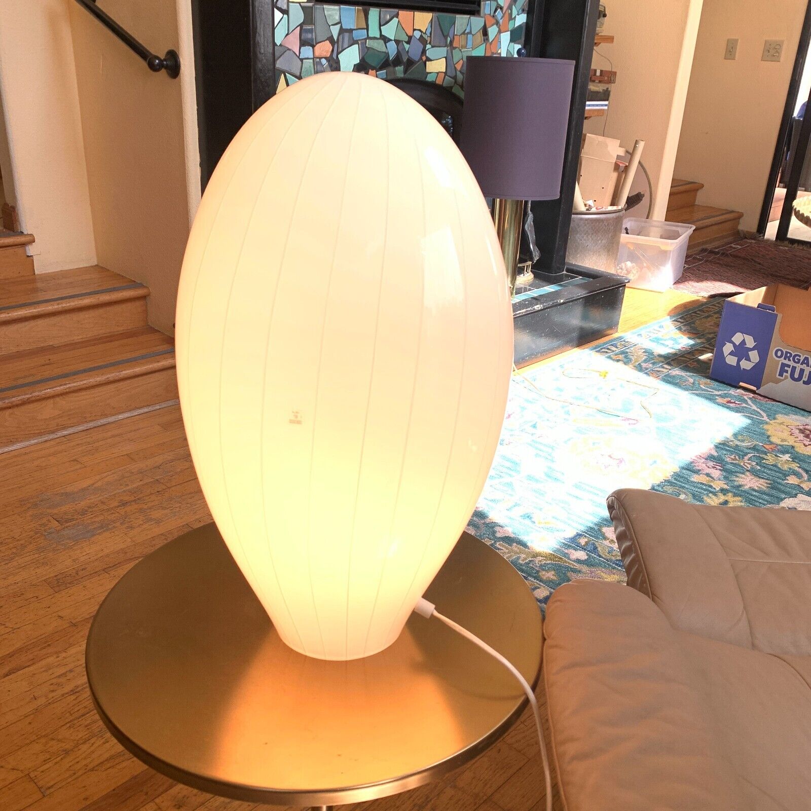 Vetri Murano Glass Egg Lamp 70s Mod Space Age MCM Italy BIOMORPHIC w/Sticker 20\