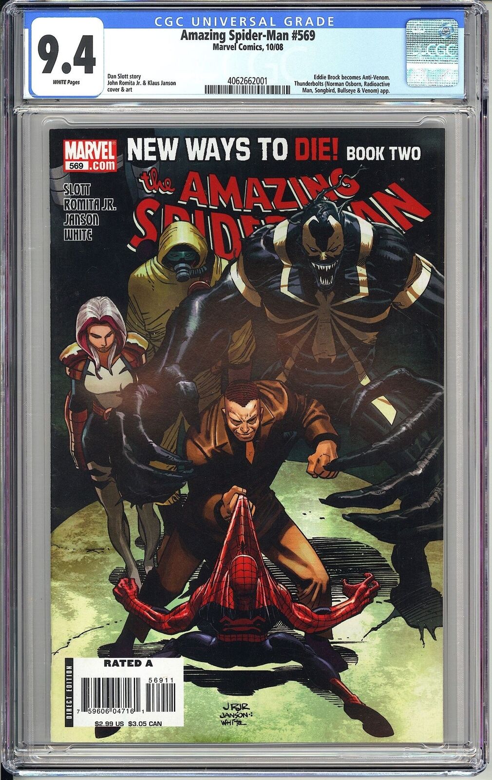Amazing Spider-Man 569 CGC 9.4 4062662001 Eddie Brock Becomes Anti-Venom Key