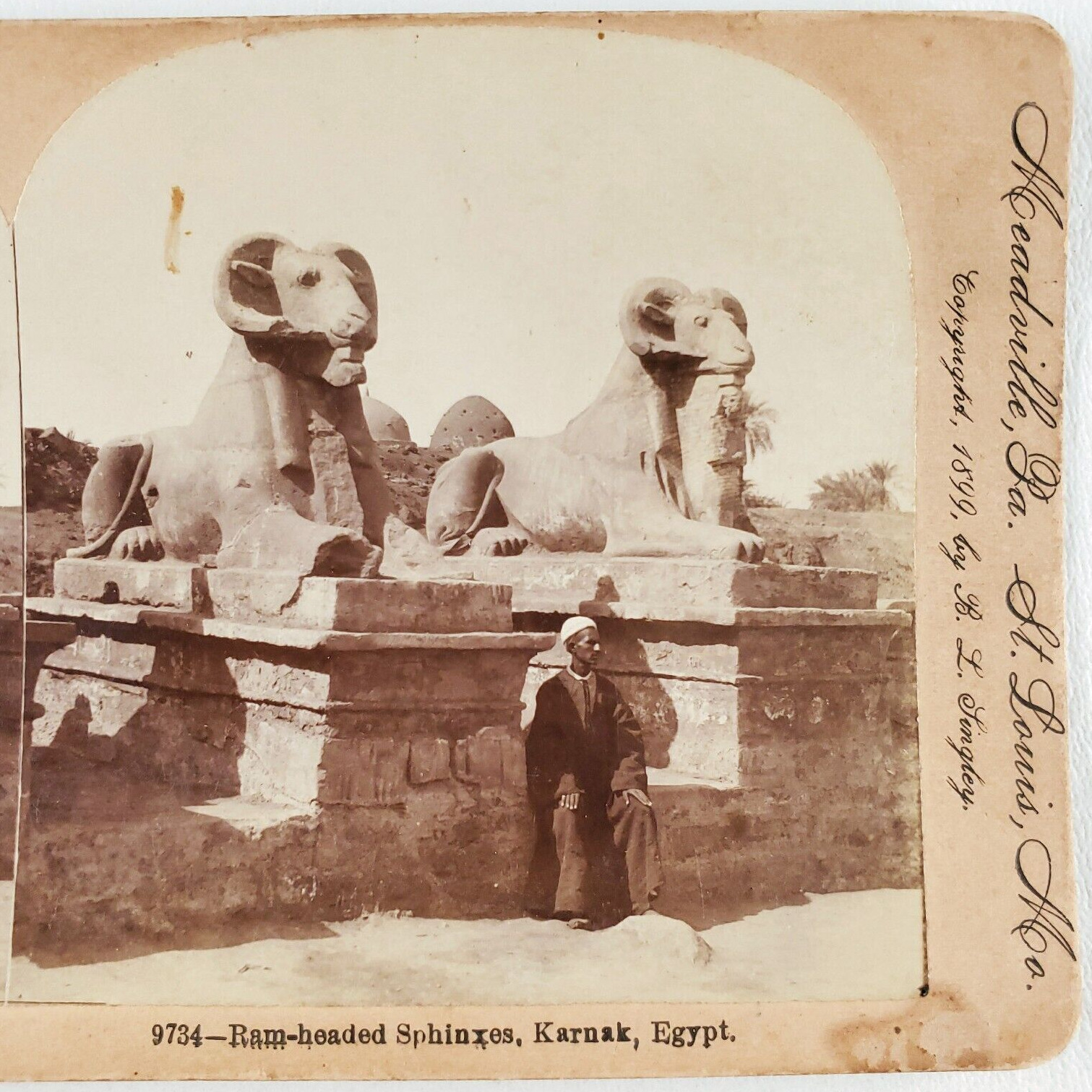 Luxor Temple Sphinxes Egyptian Stereoview c1899 Karnak Ram Road Keystone C739