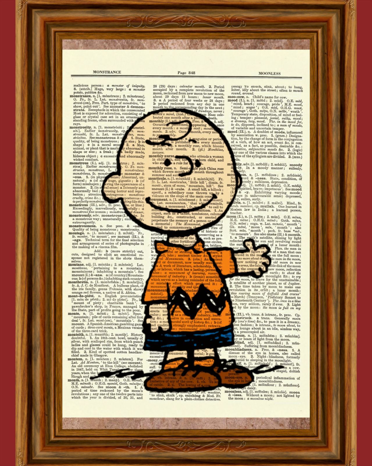 Charlie Brown Dictionary Art Print Picture Poster Peanuts Vintage Book