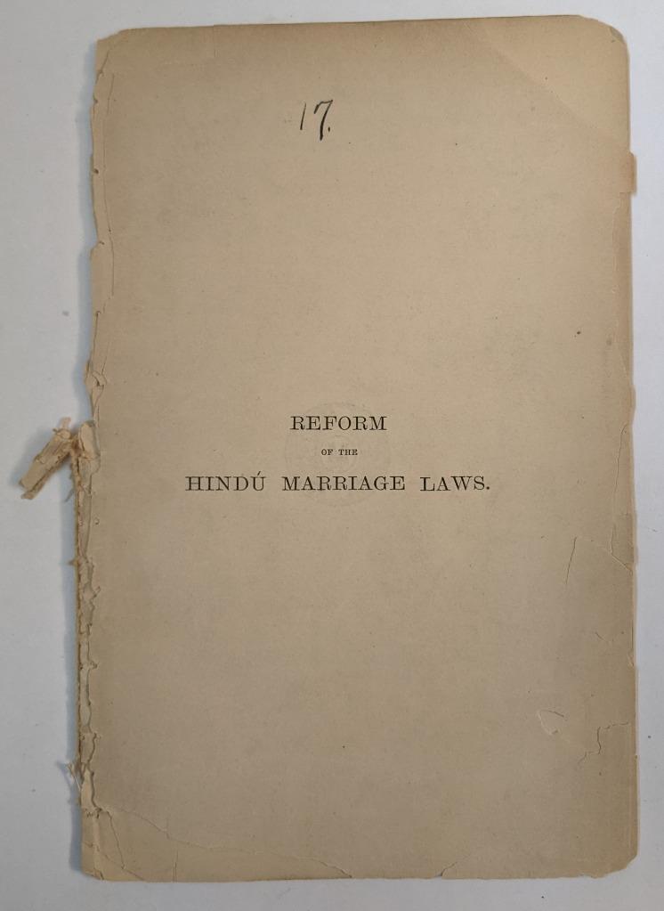 1868 REFORM of HINDU MARRIAGE LAWS by BONNERJEE printed MACMILLAN & CO. LONDON