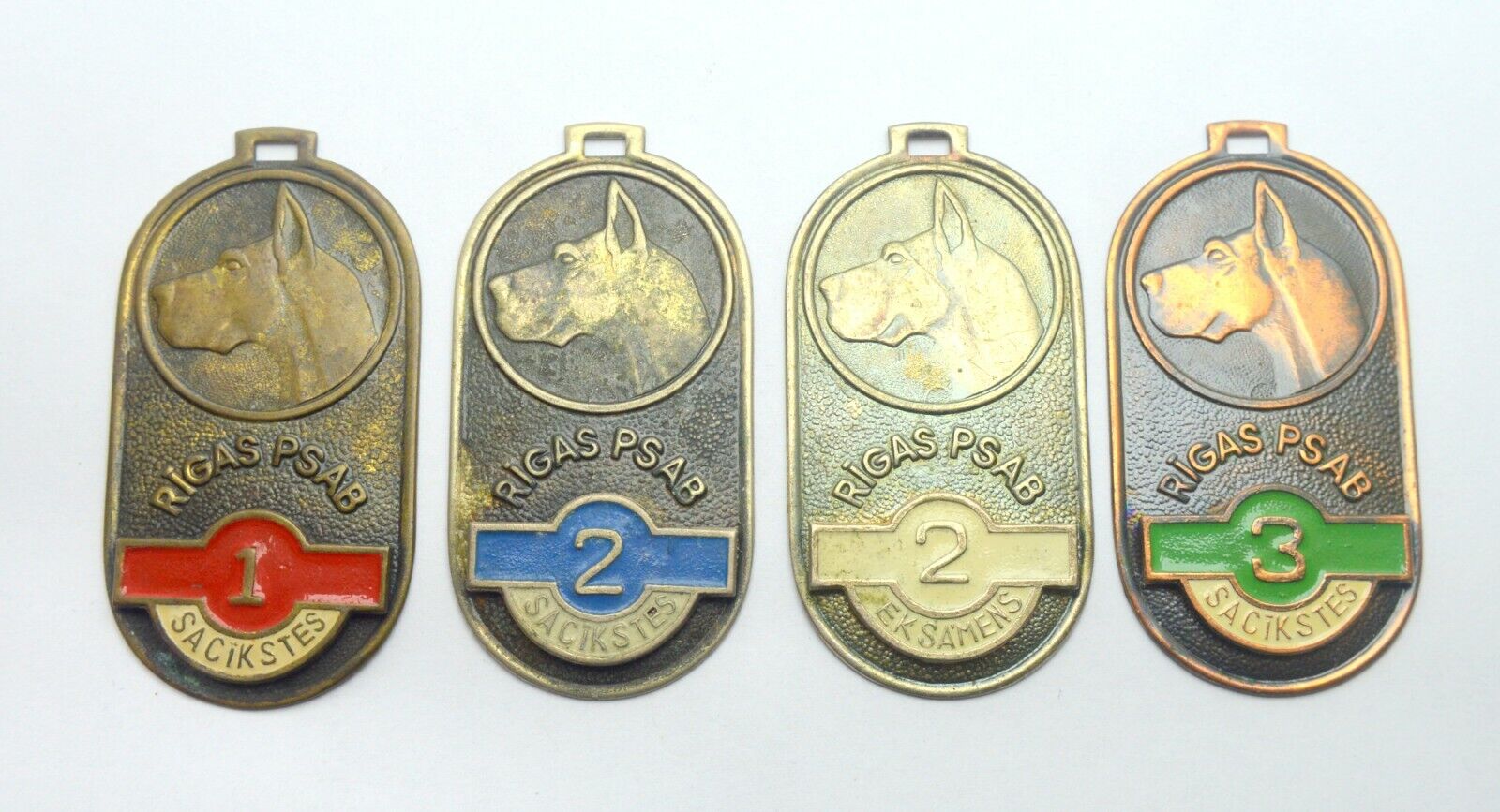 USSR SOVIET LATVIA DOG TRAINING EXAM COMPETITIONS 1, 2, 3 PLACE MEDALS TAGS LOT