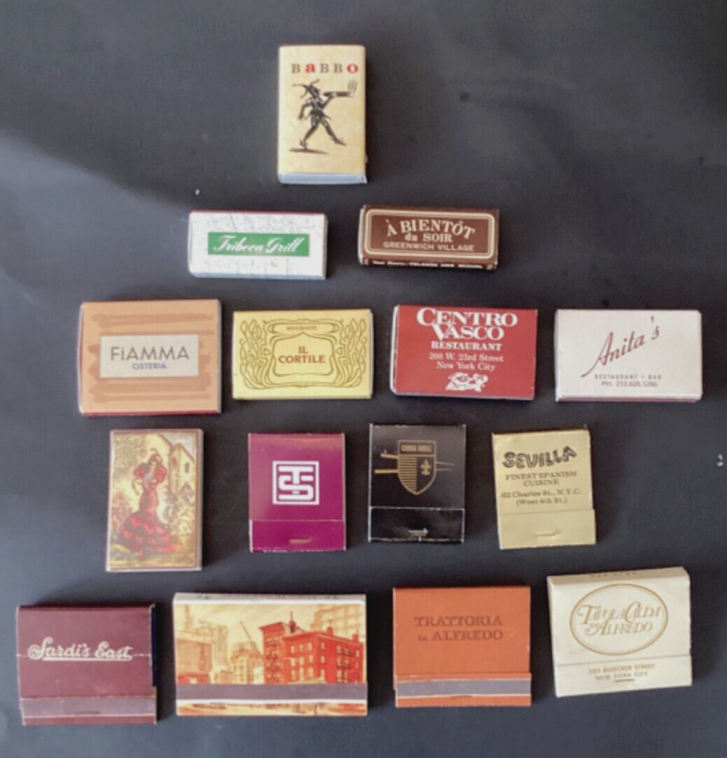 Vintage 15 matchbooks and boxes New York City High End Restaurants