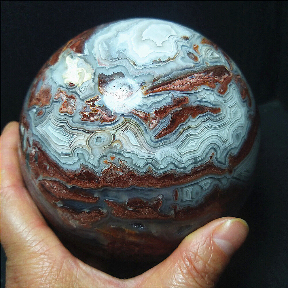 TOP 2225G Natural Polished Mexico Banded Agate Crystal Sphere Ball Healing A3820