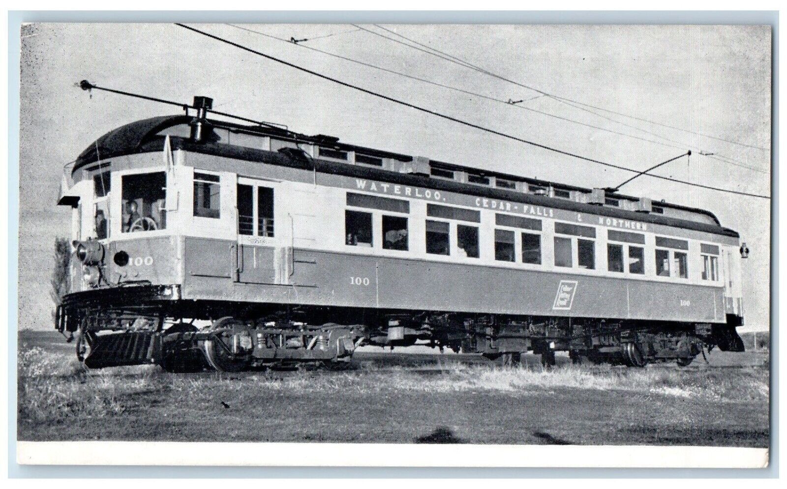 c1950's Interurban Train Cedarville Iowa IA Waterloo Cedar Falls Postcard