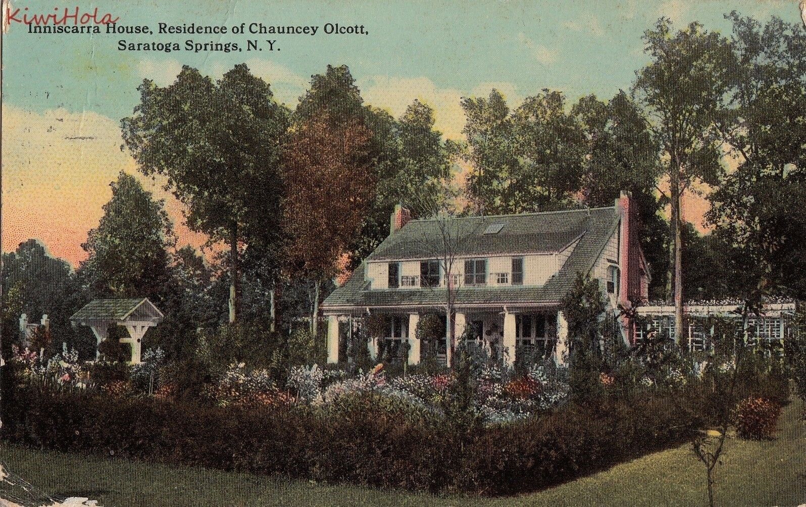 Postcard Inniscarra House Residence Chauncey Olcott Saratoga Springs NY