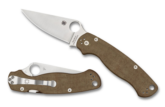Spyderco Para Military 2 Folding Knife Brown Canvas Micarta Handle SC81MPCW2
