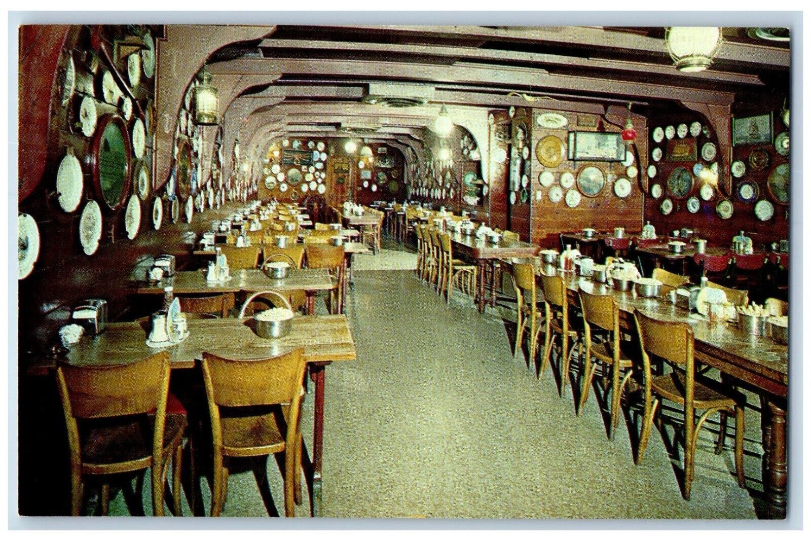 Portland Oregon OR Postcard Oyster Bar Shellfish Restaurant Interior View c1960