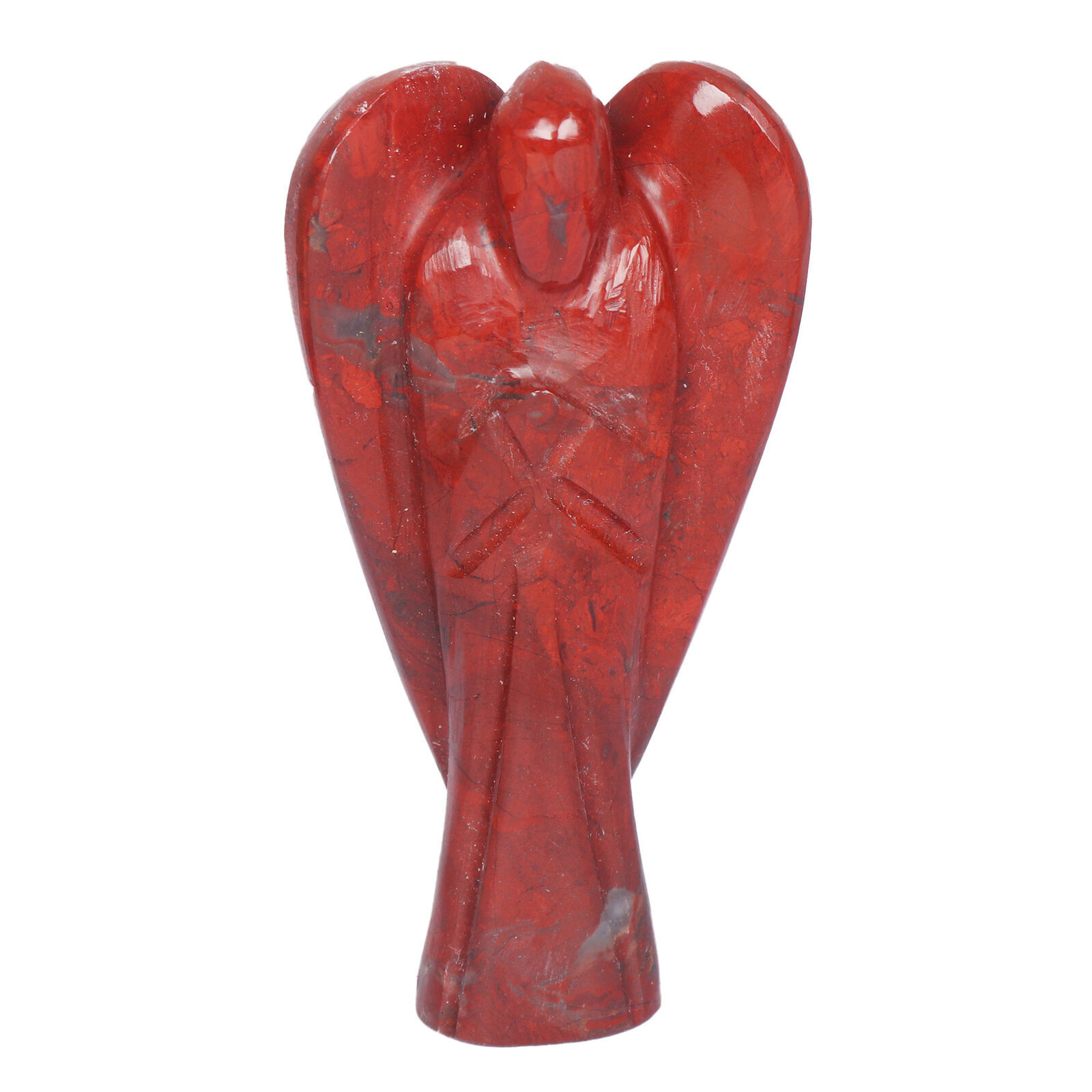 336.8 Ct. Angel Statue Natural Stone Red Jasper Hand Carved Crystal Figurine
