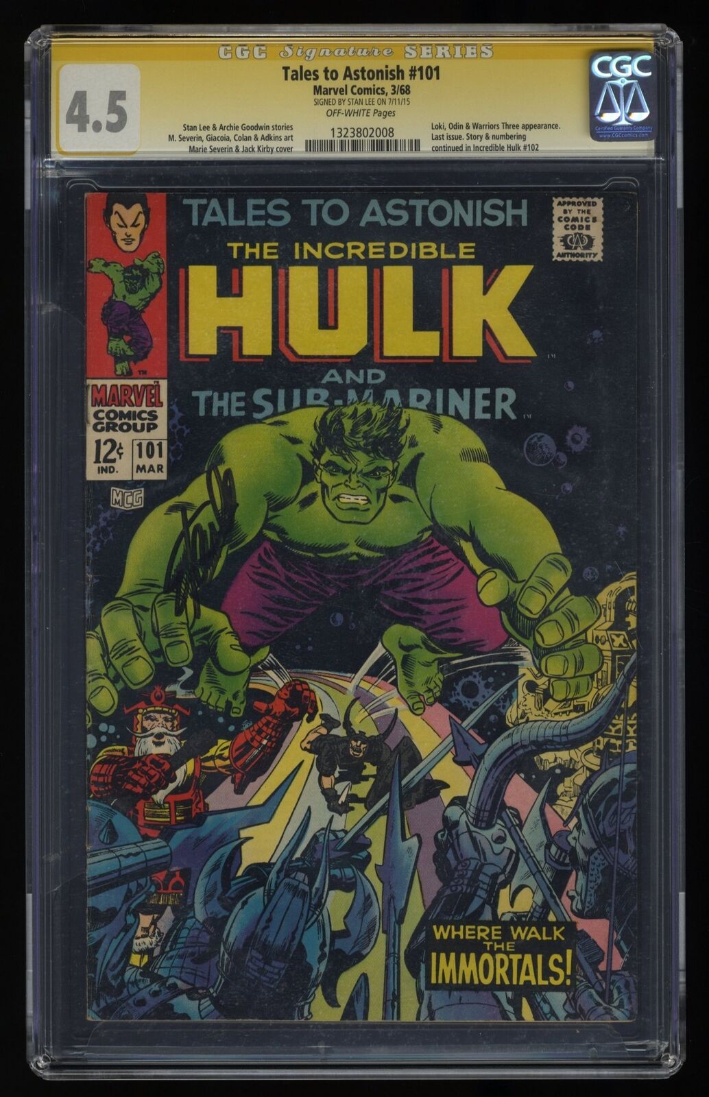 Tales To Astonish #101 CGC VG+ 4.5 SS Signed Stan Lee Marvel 1968