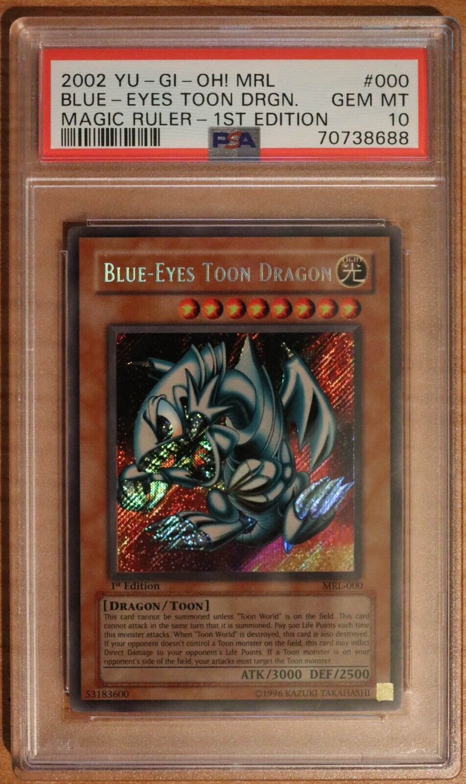 Yu-Gi-Oh Blue Eyes Toon Dragon MRL-000 - 1st Edition - PSA 10 - Secret Rare