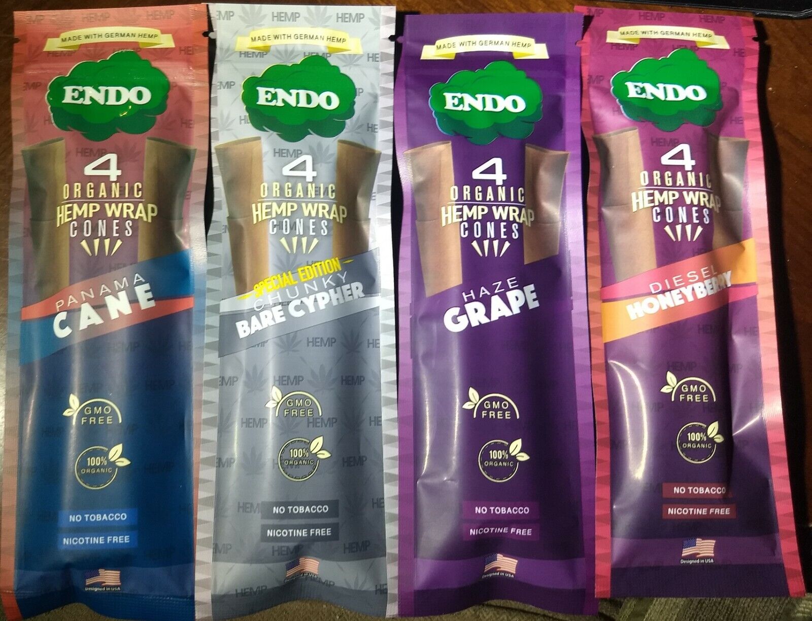 Endo Flavored Organic Herbal Pre-Rolled Cones Papers 4/4ct Packs 16pc Flavor Mix