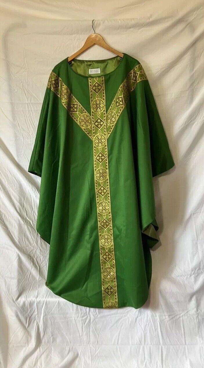 Almy Vestment Green And Gold CM Almy US Made Gothic Robe Satin Lined Catholic
