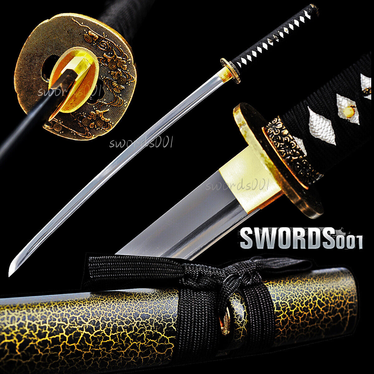 Cool Crack scabbard handmade carbon steel Japanese Samurai Katana warrior Sword 