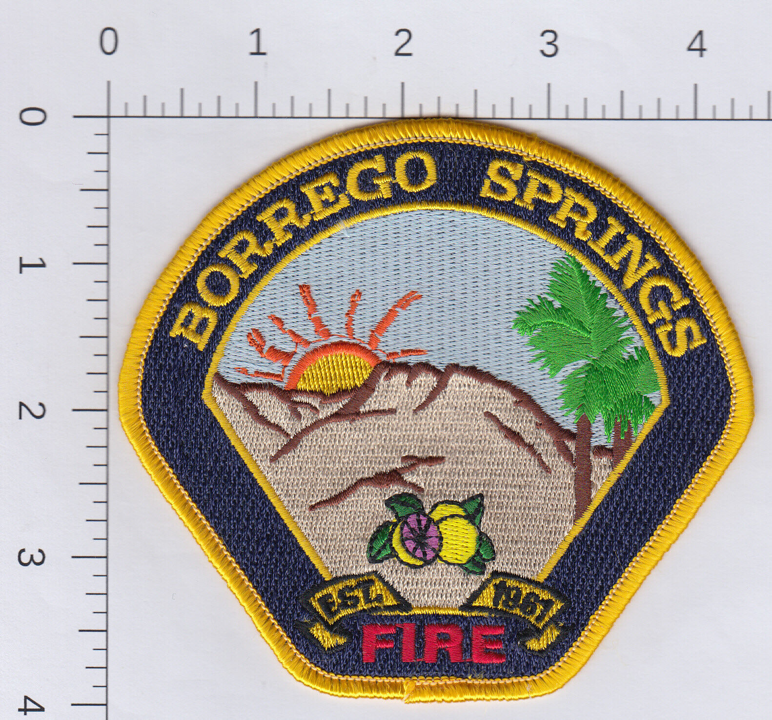Borrego Springs Fire patch. See scan.