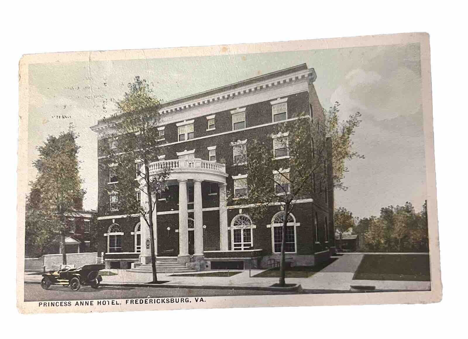 1920 Fredericksburg, VA Postcard: Princess Anne Hotel - Virginia