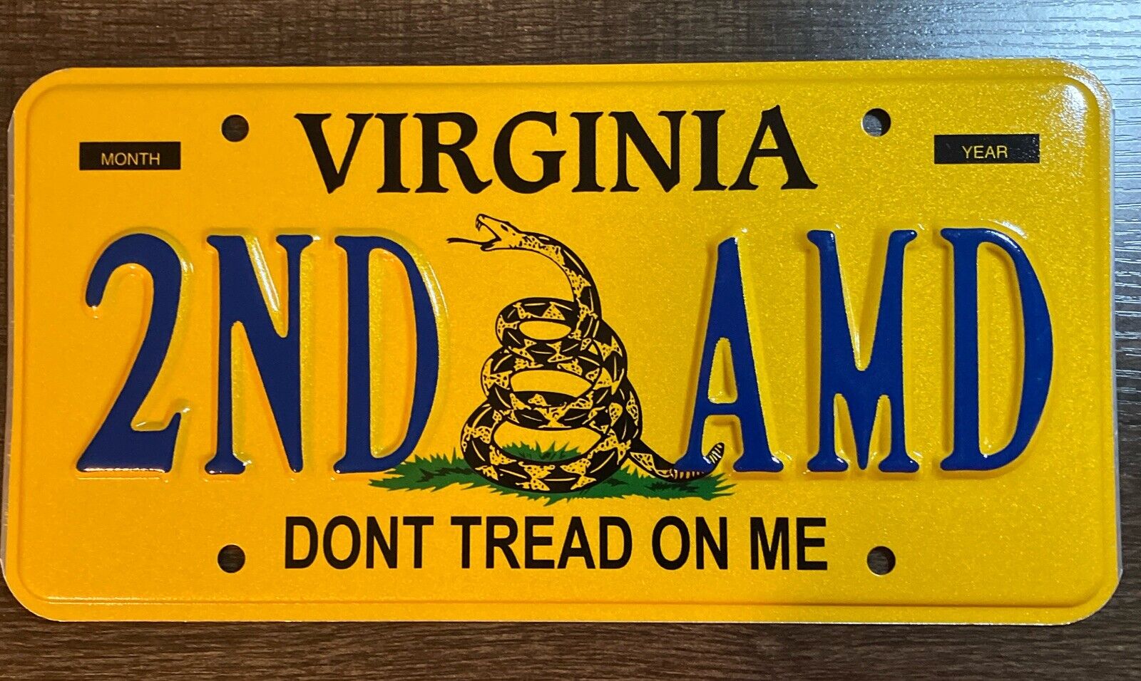 Virginia Personalized Vanity License Plate 2ND AMD Amendment Gadsen Flag Trump