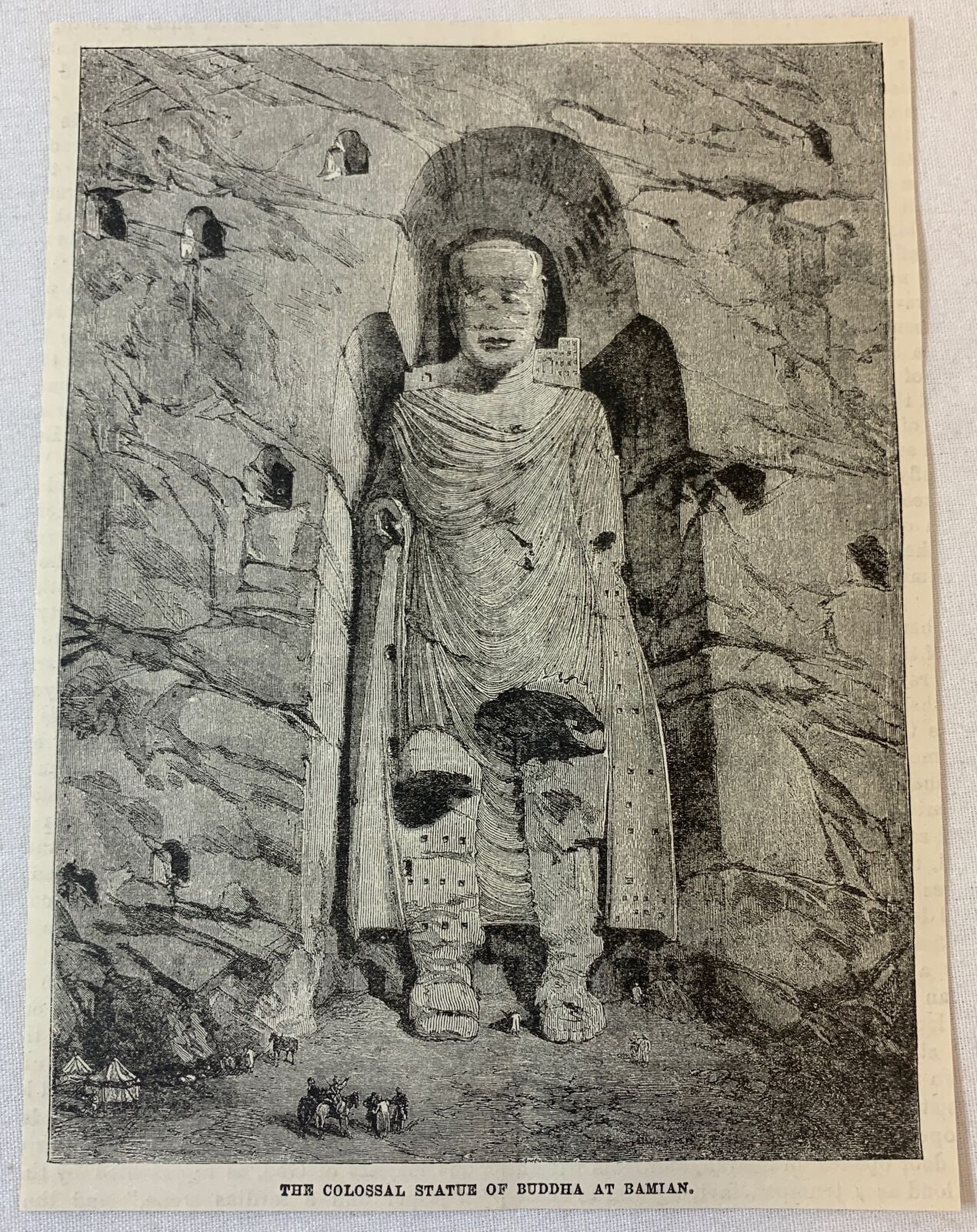 1887 magazine engraving~ COLOSSAL STATUE OF BUDDHA AT BAMIAN Bamiyan