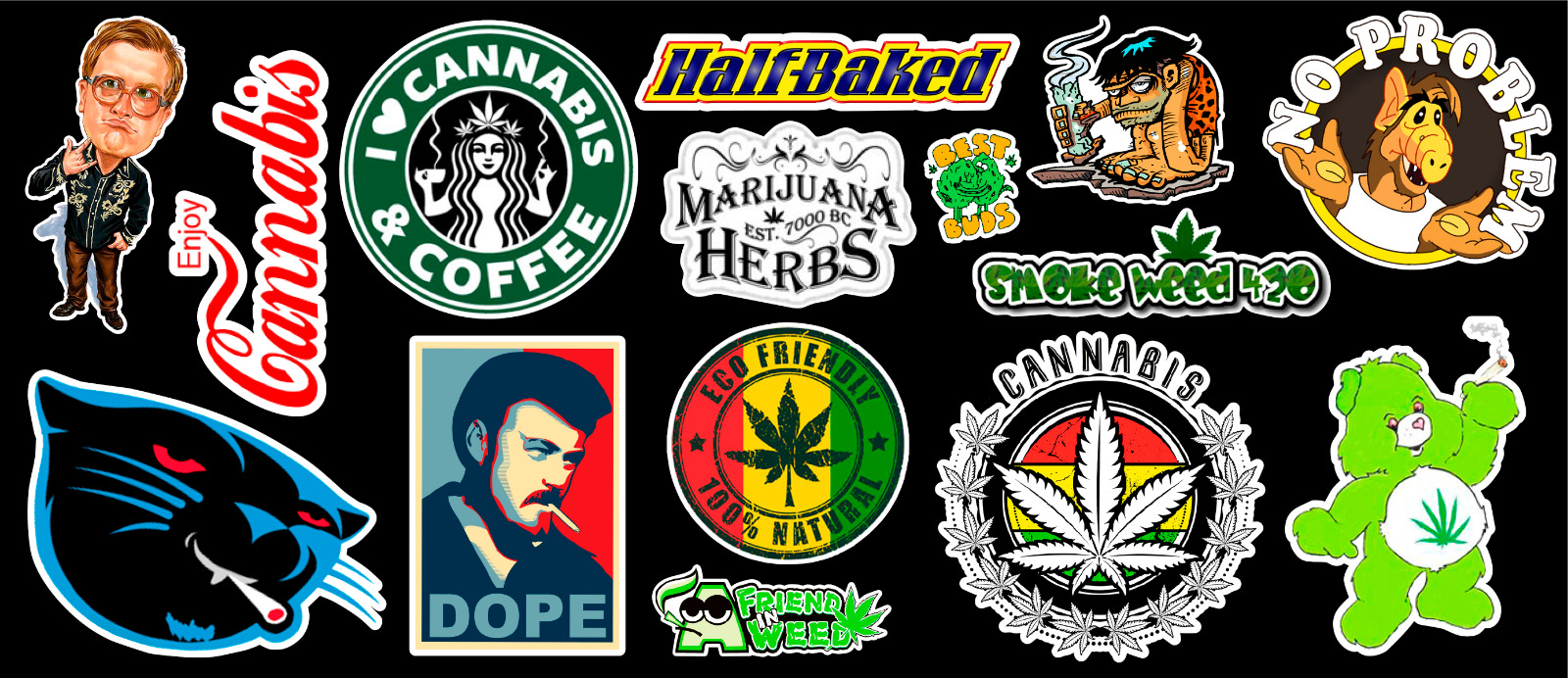 15 Weed Marijuana Cannabis Parody Vinyl Stickers