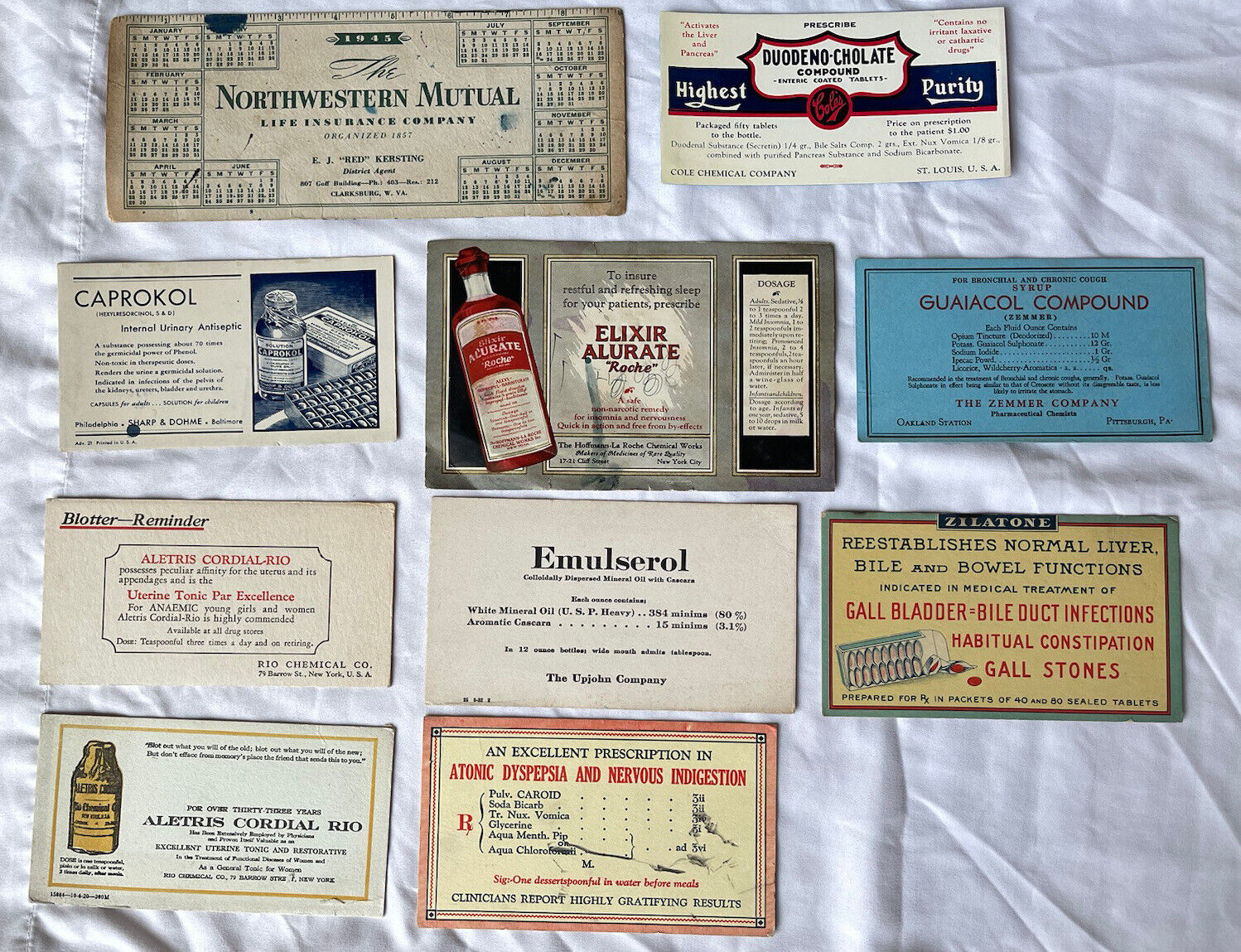 Vintage Medicine Ink Blotter lot medical Doctor estate advertising lot E