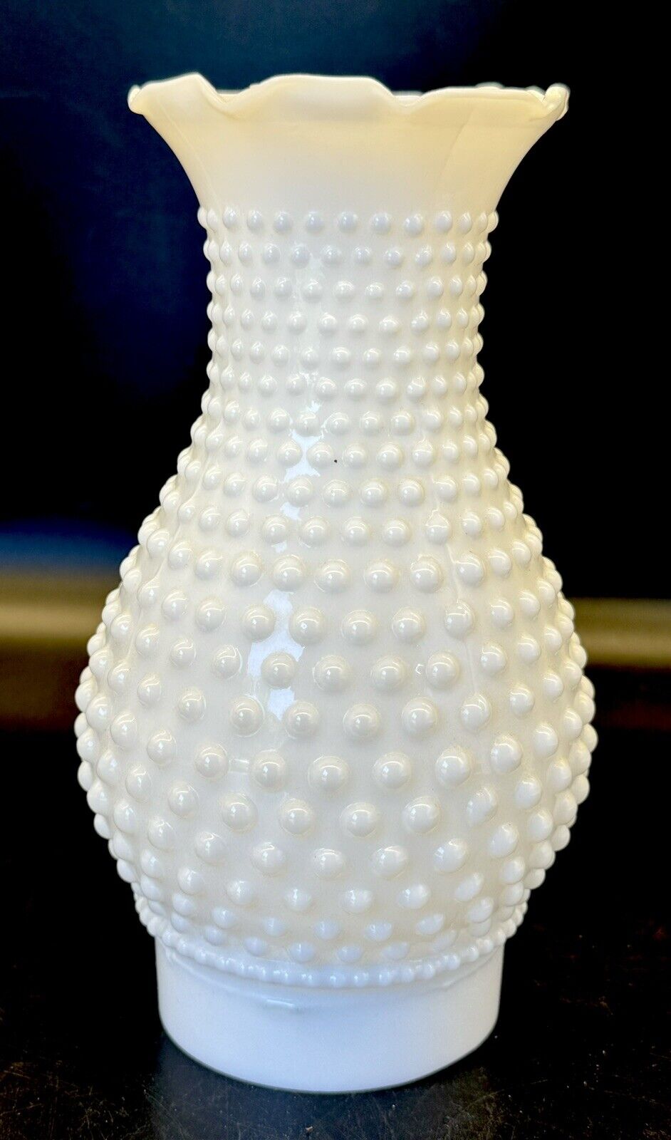 Vintage 60's Hurricane Oil Lamp Chimney HOBNAIL 7” Tall  Milk Glass White 3