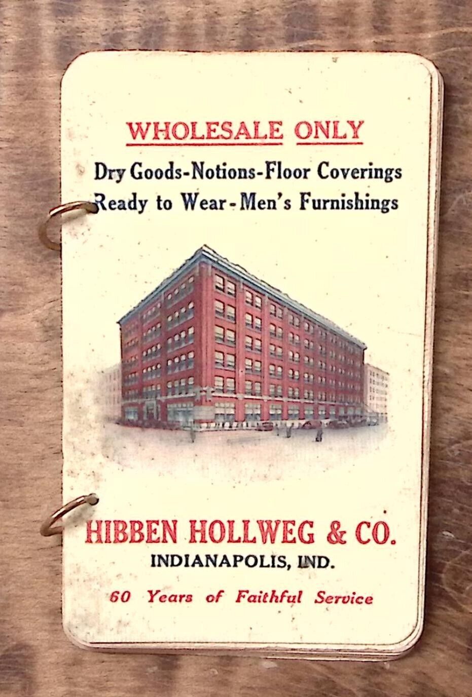 1923 HIBBEN HOLLWEG CELLULOID ADVERTISING CALENDAR NOTEBOOK INDIANAPOLIS  Z5159