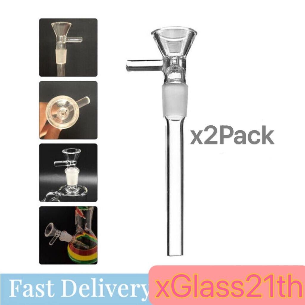 2PCS 4.7inch 14mm Male Pipes Glass Downstem with Bowl Adapter Water Filter Parts