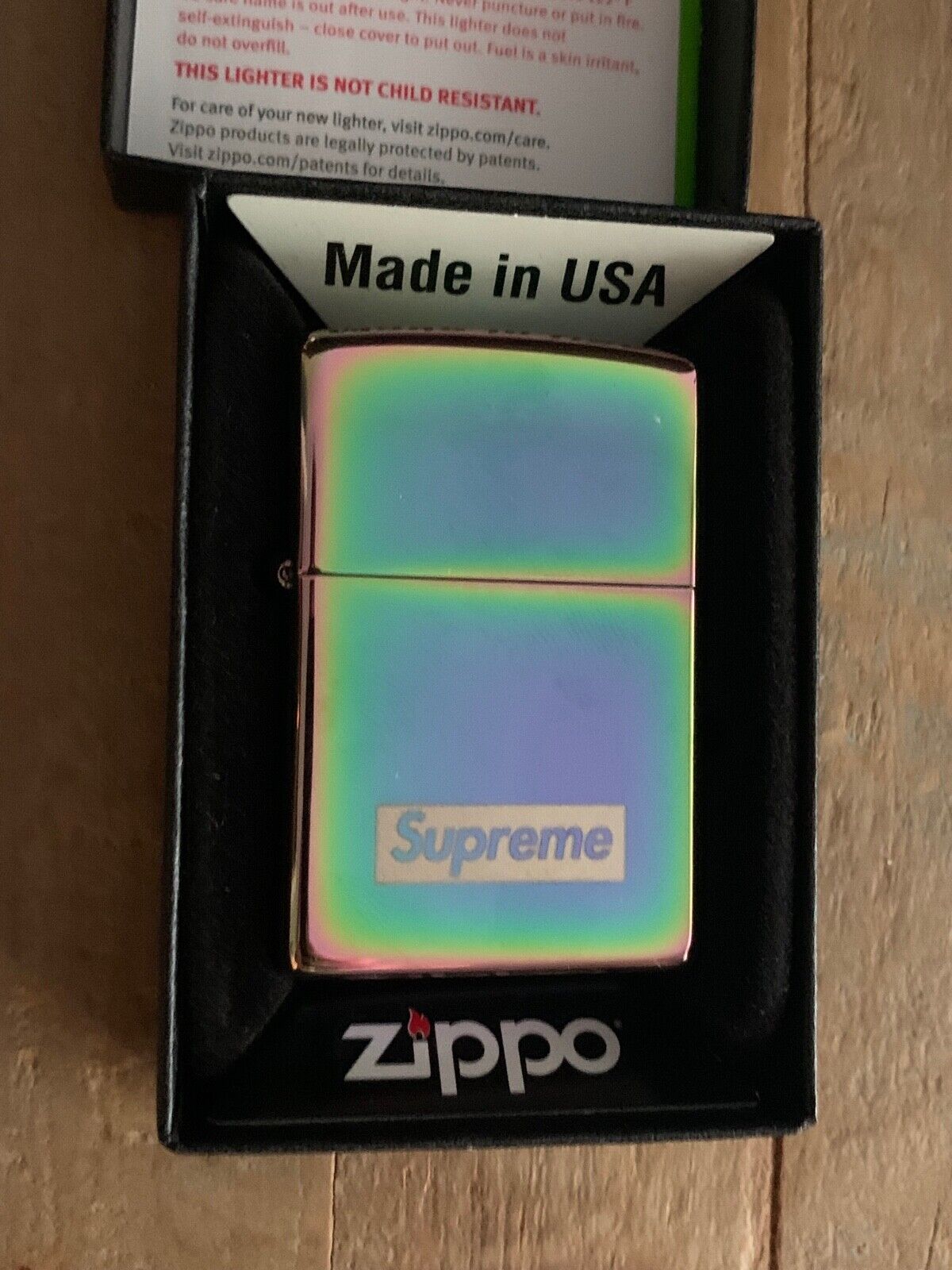 NEW Supreme Spectrum Zippo Lighter Iridescent FW16 Deadstock 2016 box logo