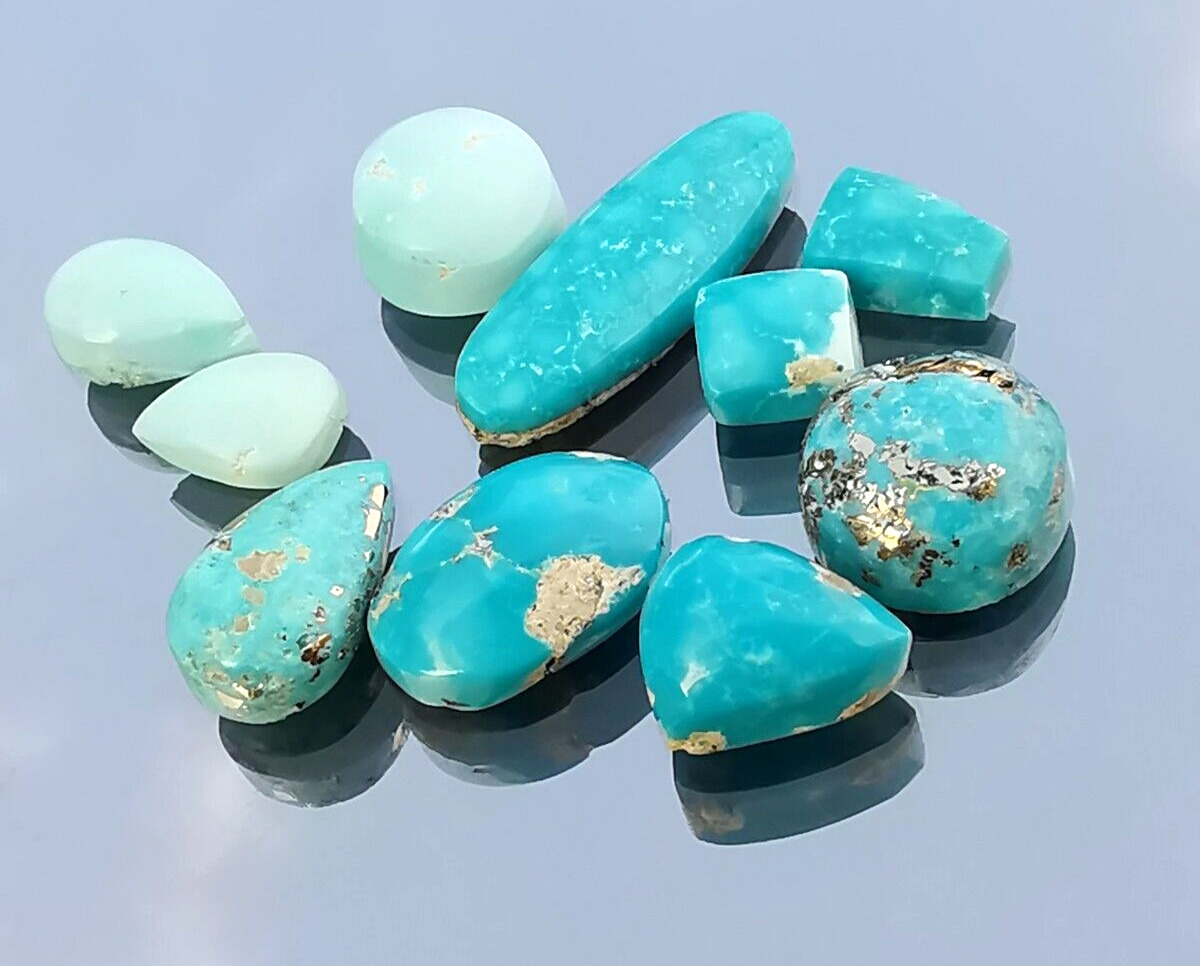 10 Pcs Pyrite Turquoise Cabochon 100% Genuine & Natural For Jewelry Making