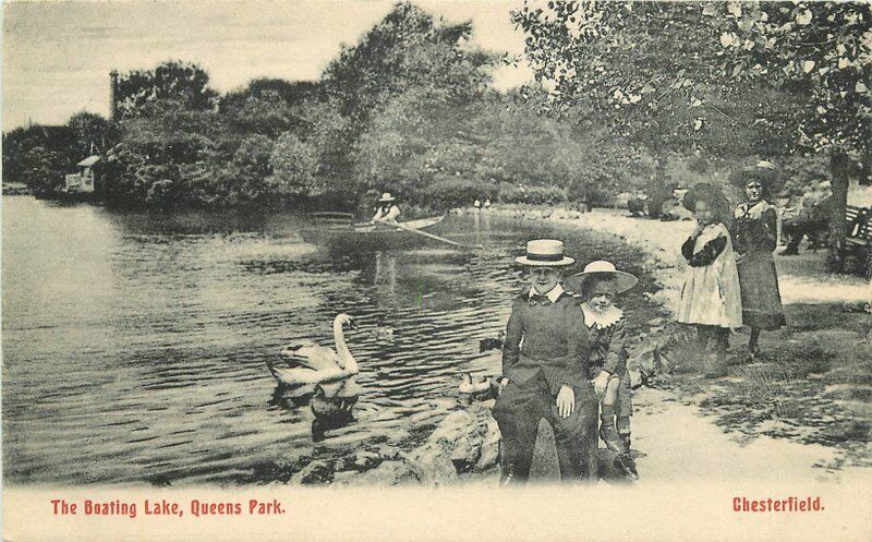 Artistic Publishing Boating Lake Queens Park UK Chesterfield C1910 Postcard 8127