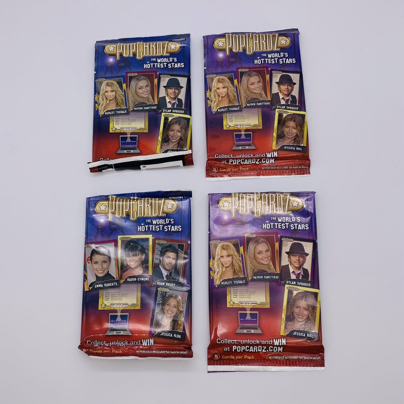 4-Pack PopCardz Season 1 The World’s Hottest Stars 5 Cards Per Pack, 2008 - New