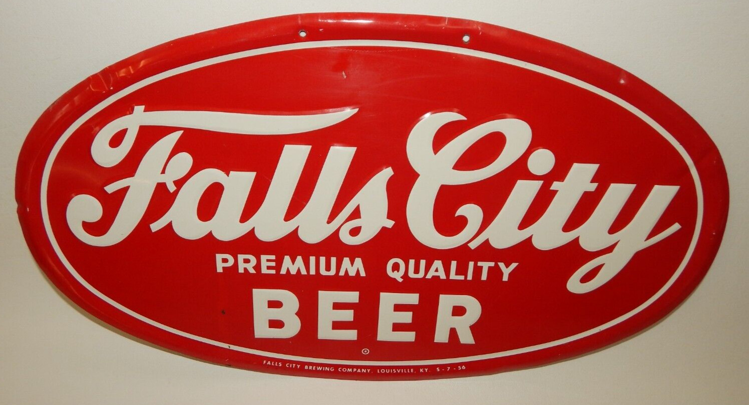 Vintage 1956 Falls City Beer Brewing Company Oval Metal Sign
