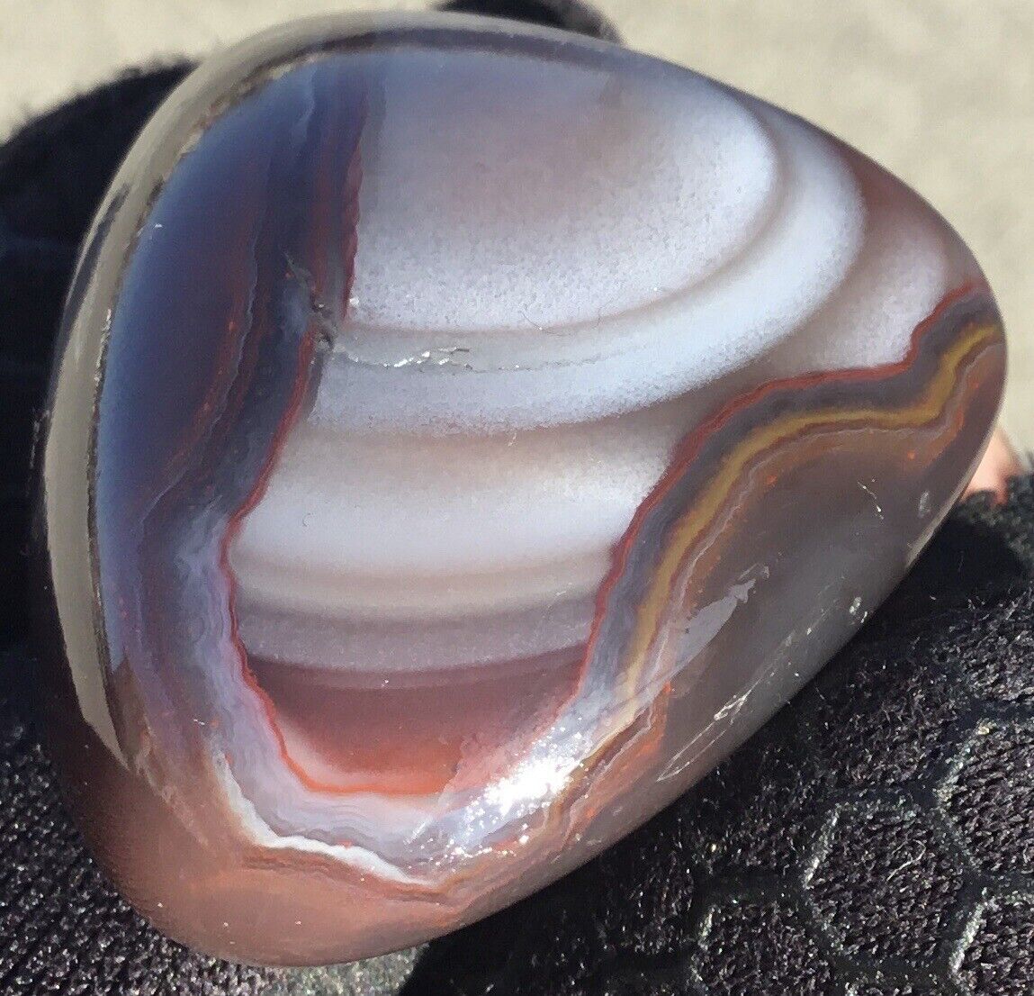 35g Polished Mozambique Agate palm stone Shadow Banded Natural