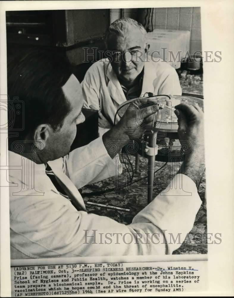 1964 Press Photo Johns Hopkins professor of epidemiology, Dr. Winston H. Price