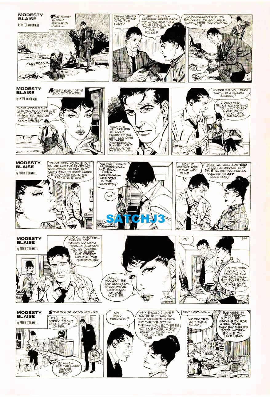 1965 MODESTY BLAISE ORIGINAL PRODUCTION ART PAGE PETER O'DONNELL JIM HOLDAWAY