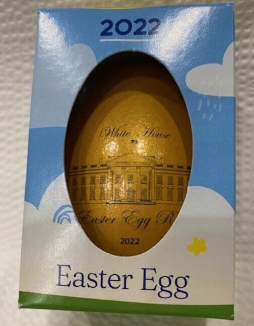 2022 Extra Large Official Biden White House Easter Egg Roll Wooden RARE GOLD Egg