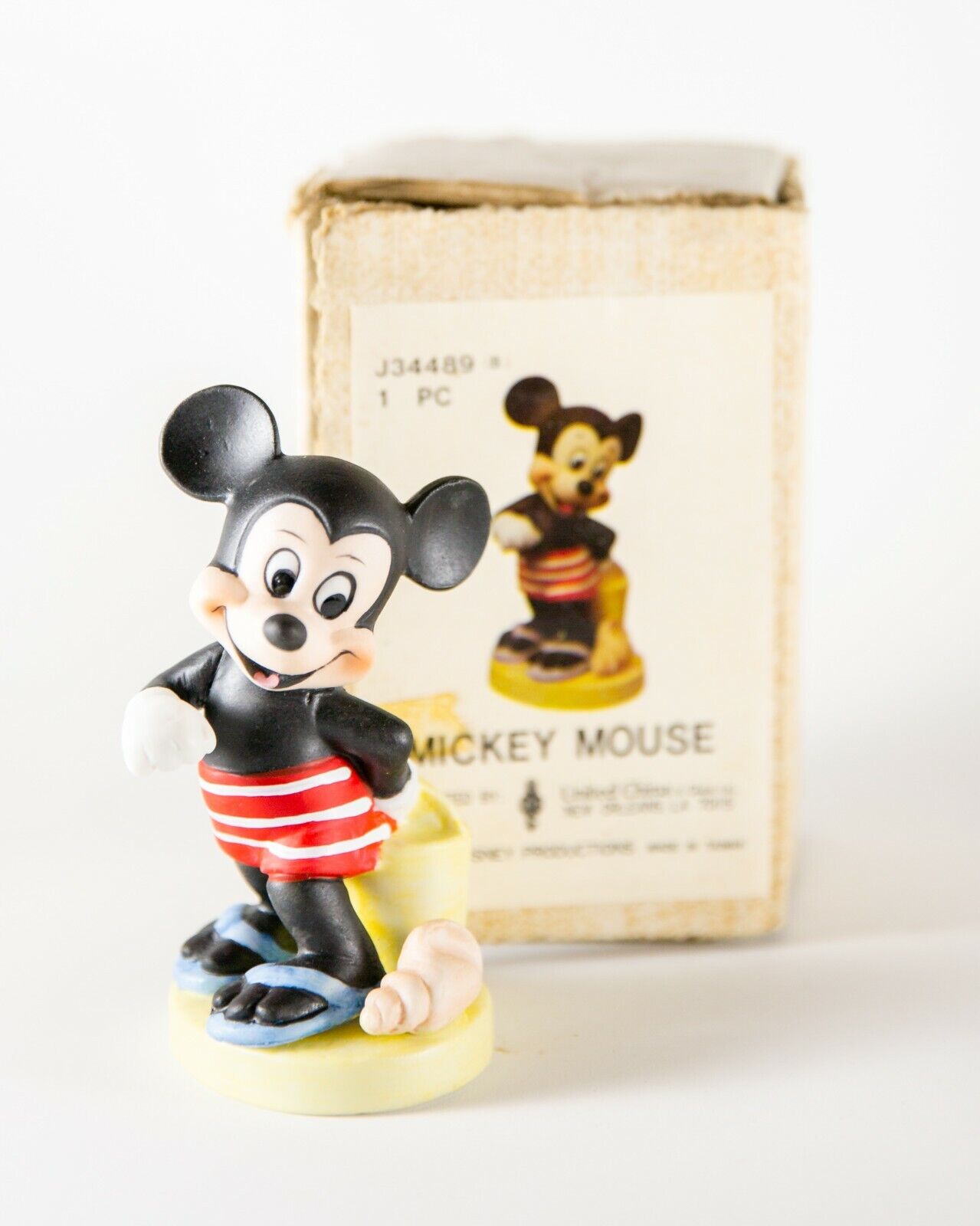 Vintage Mickey Mouse Pie Eye Ceramic Figurine Seated UCGC JAPAN Shorts