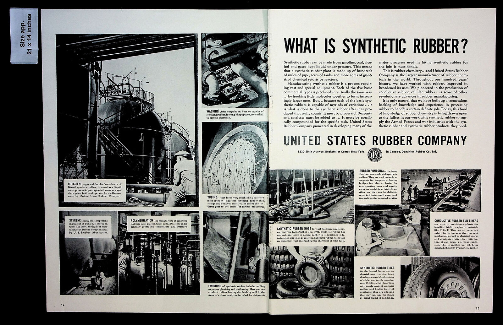 1943 U.S. Rubber Company Synthetic Chemistry Research Vintage Print Ad 33372