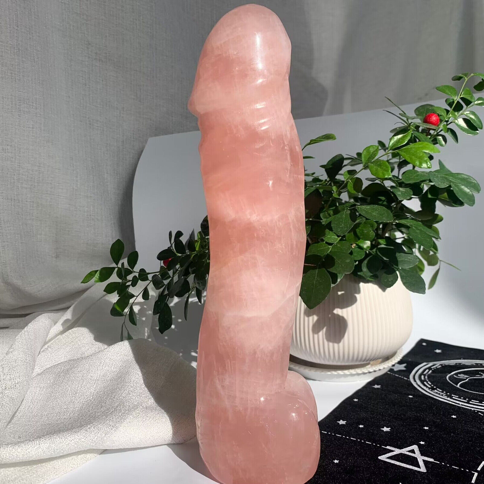 300mm 2260g Rose Quartz Penis Large Size Dick Yoni Massage Wand Crystal Specimen