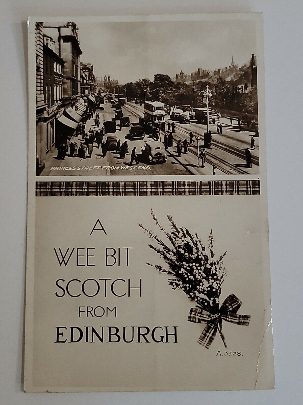 SCOTLAND Edinburgh POSTCARD Princes Street Wee Bit Scotch RPPC 1956 Scotland zh