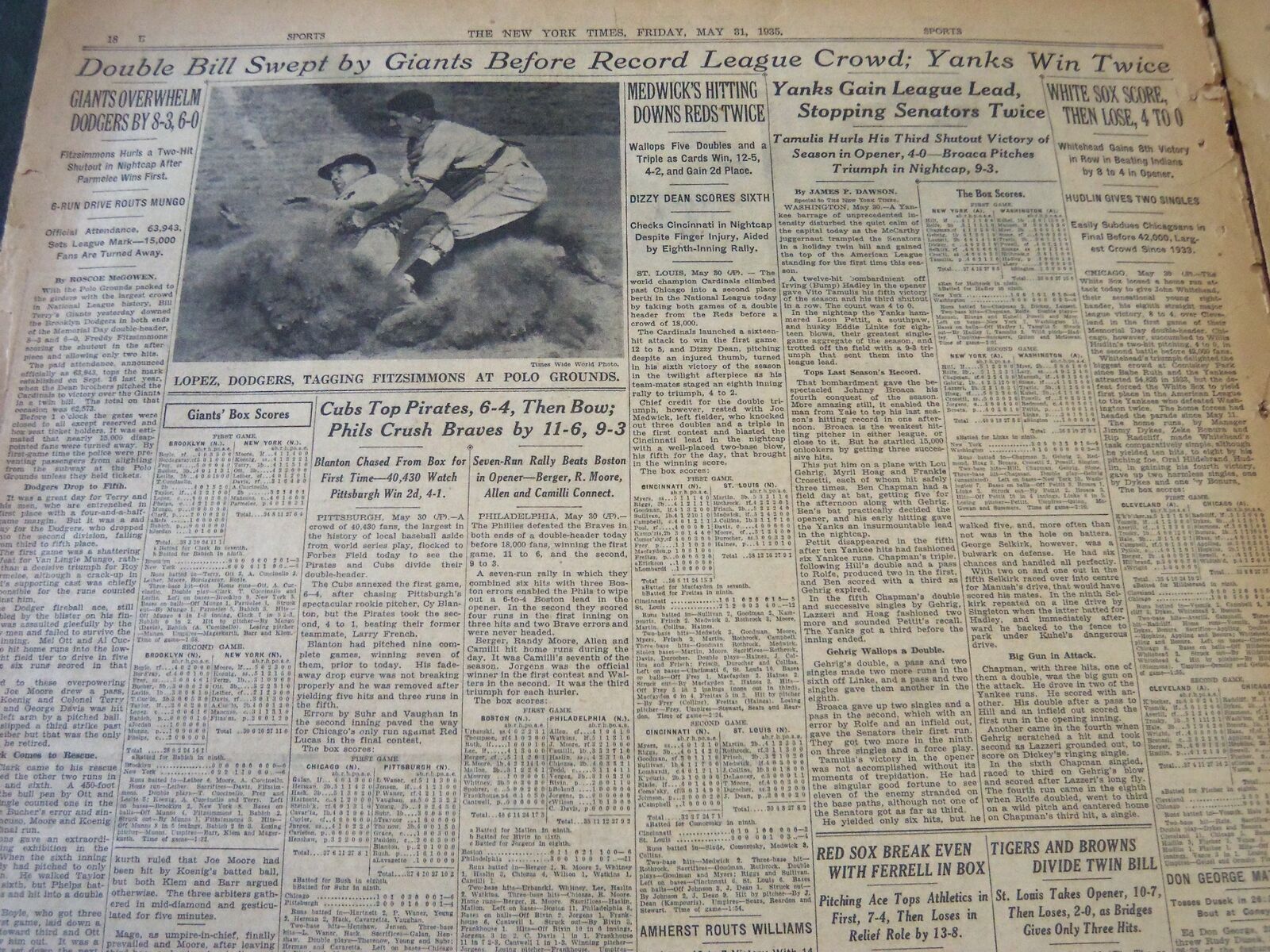 1935 MAY 31 NEW YORK TIMES - BABE RUTH'S LAST GAME - NT 5916