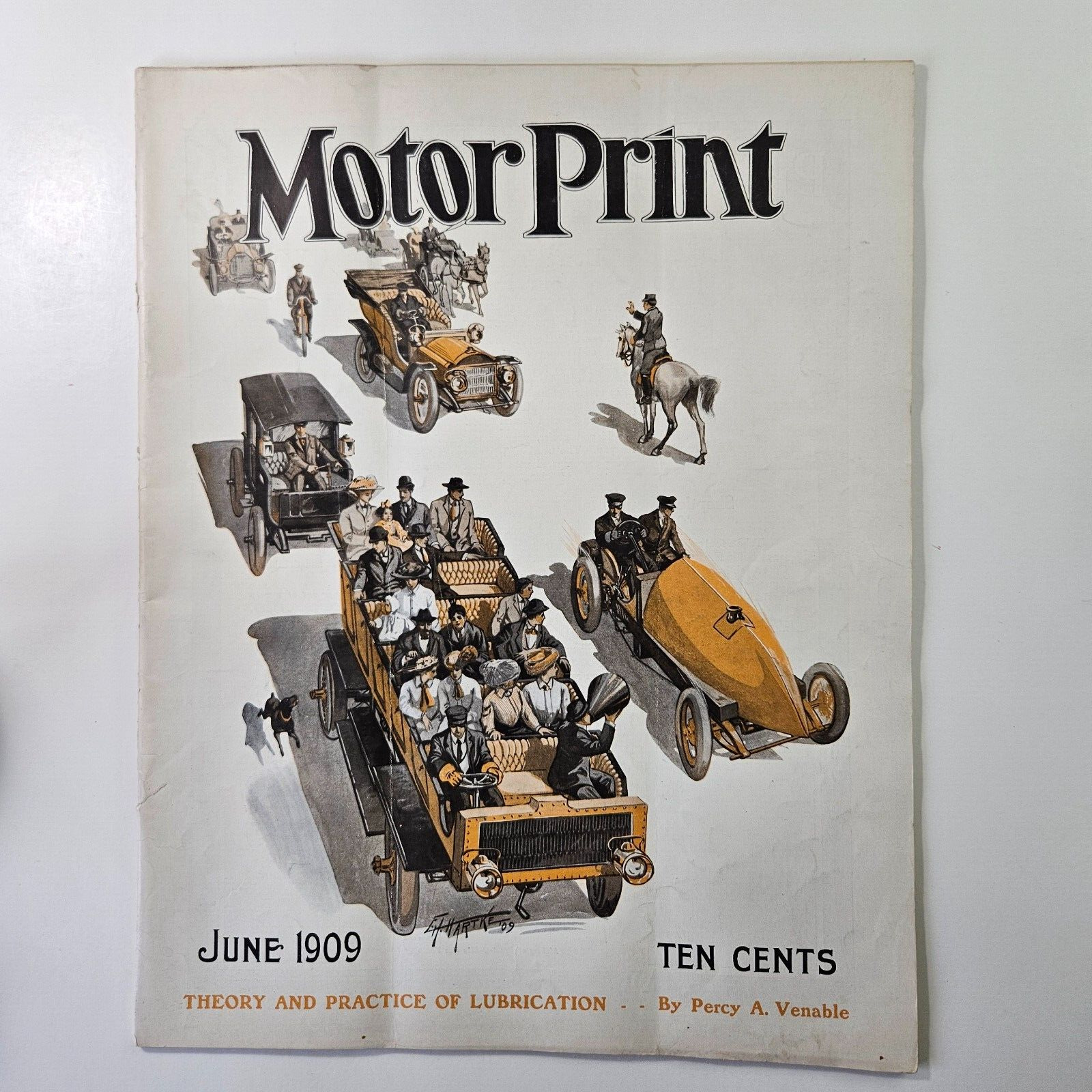 Rare June 1909 Motor Print Magazine Land Sea Air Motorcycle