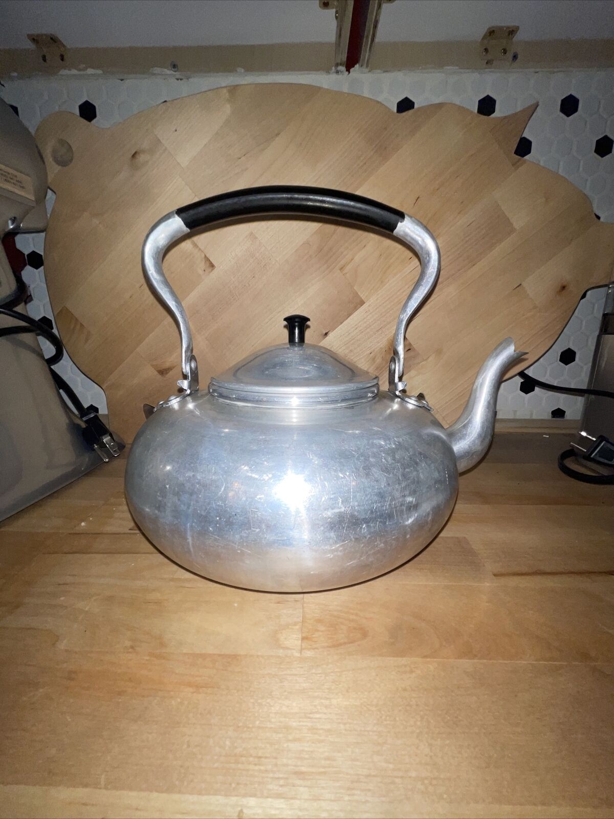 Vintage British Colony  Knobler Teapot Aluminum Tea Kettle Hong Kong