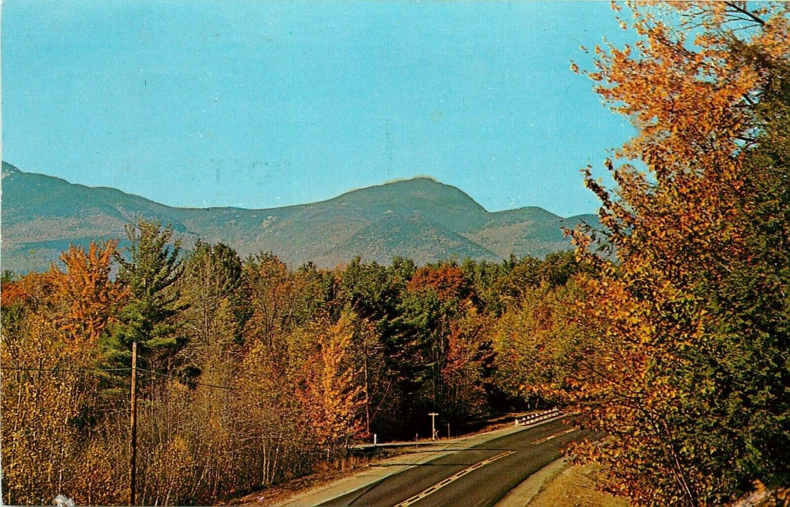 New Hamphire NH Passaconaway White Mountains pm 1975 fall scene road Postcard
