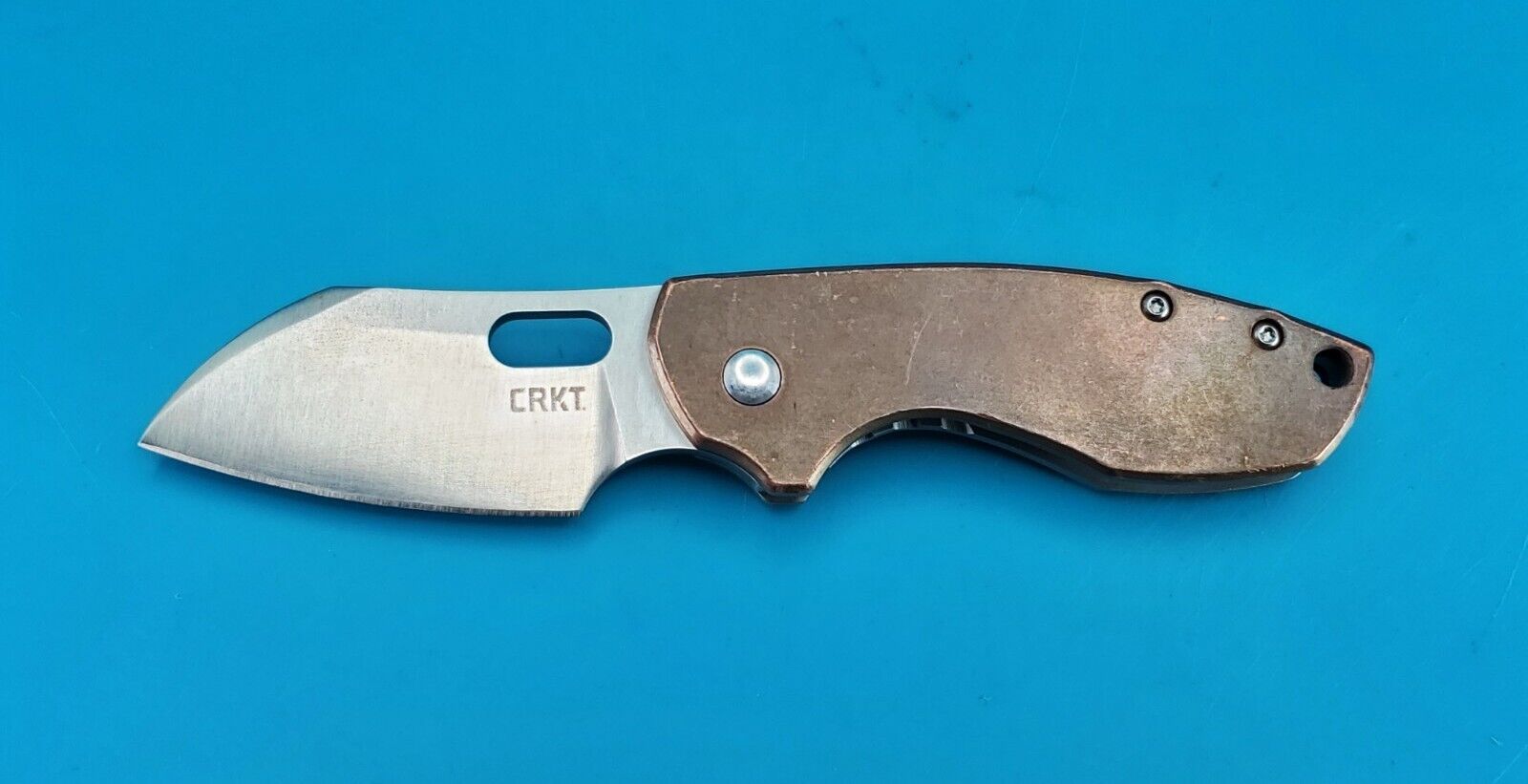 CRKT Large Pilar Copper Handle EDC Pocket Knife Manual Open Sheepsfoot 5311CU