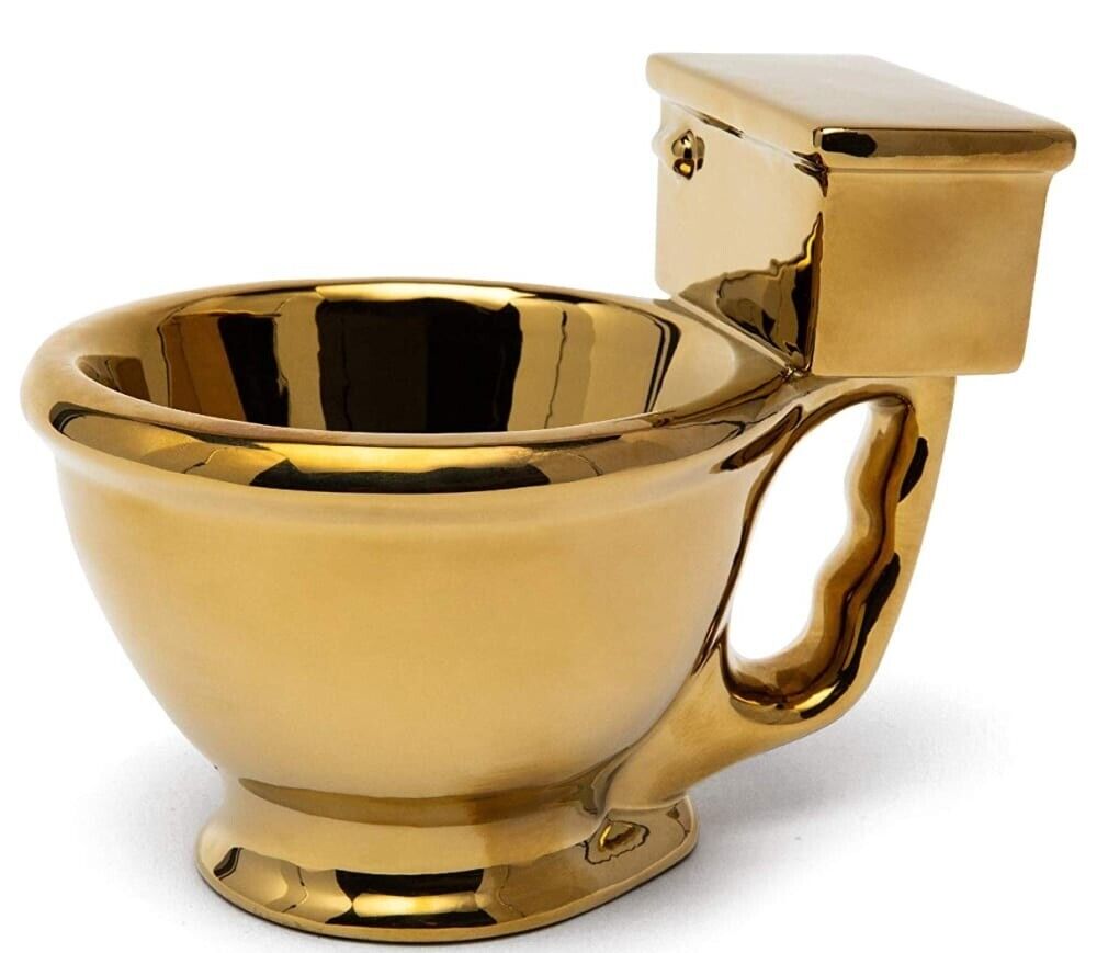 Coffee Mug Bigmouth Gold Golden Toilet Funny As An Award Cup 10oz
